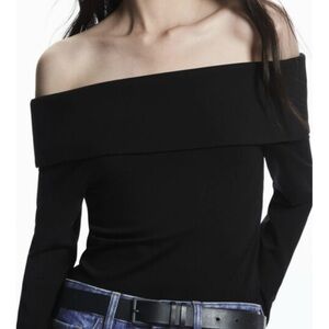 COS Black Off-Shoulder Long Sleeve Top